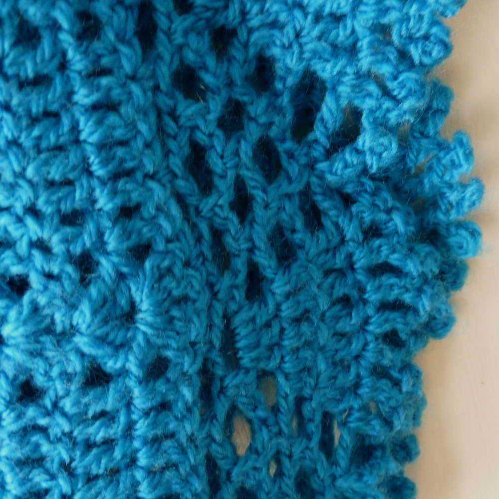Vintage hand crochet turquoise sweater cardigan - Picture 5 of 5